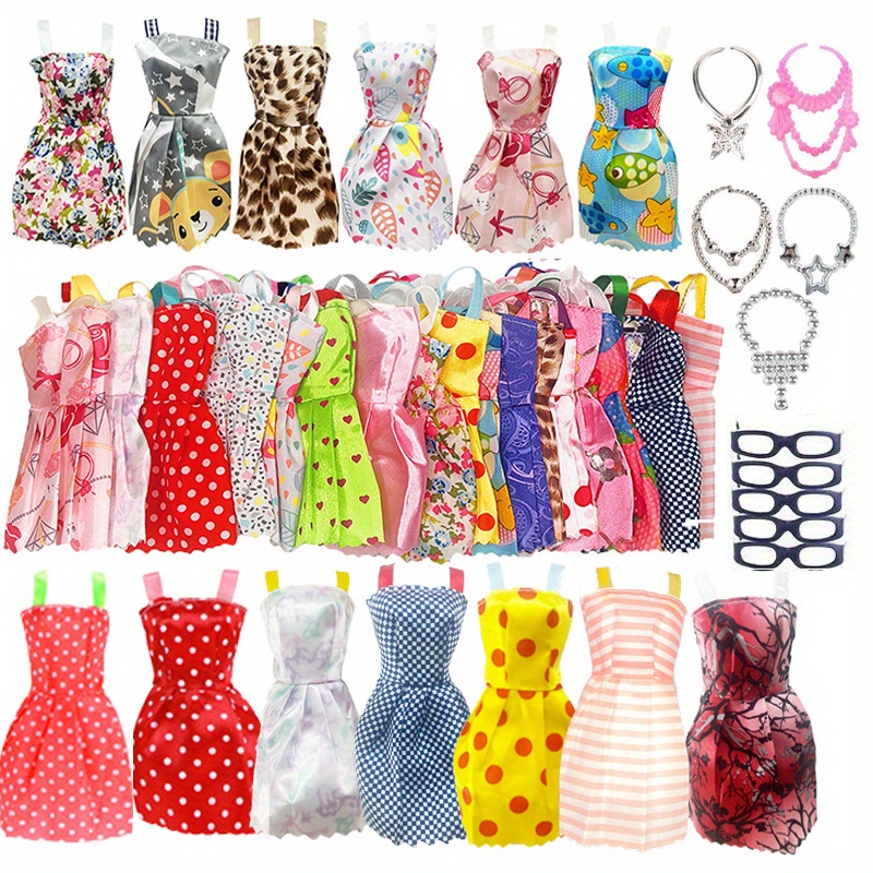 

20pcs Doll Accessories, 10pcs Mini Skirts, 5pcs Necklace, 5 Pairs Of Glasses, Suitable For 30cm/11.8in Doll, Easter Thanksgiving Day Christmas Gift