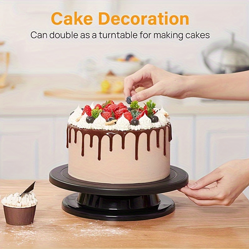 1pc 11 inch cake decorating display turntable black painting spinner cake decorating rotating table kitchen accessories baking tools diy supplies details 3