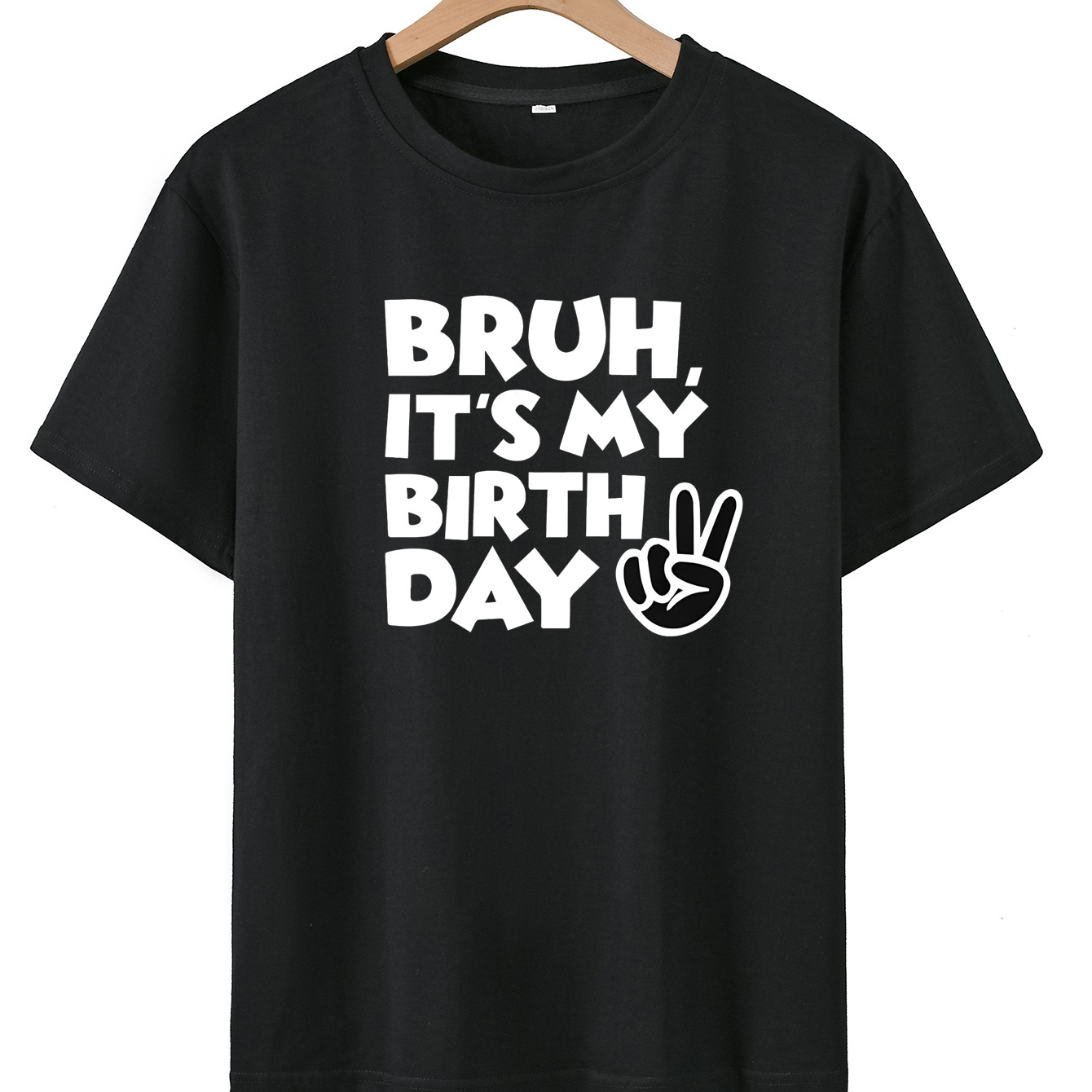 

Bruh It's My Birthday Print Round Neck T-shirt, Short Sleeve Tee Tops, Boy's Summer Spring Clothing