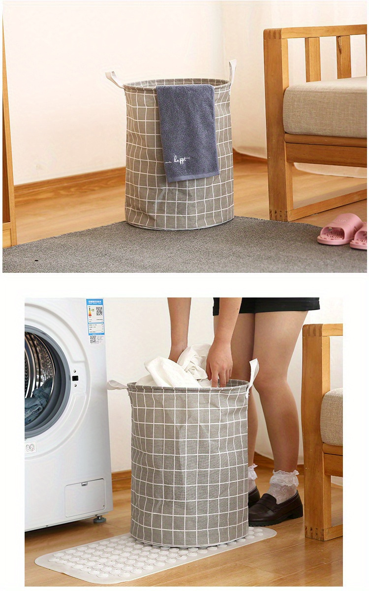 popular   1pc large round laundry basket with handles portable dirty clothes hamper for   room types   laundry baskets details 2