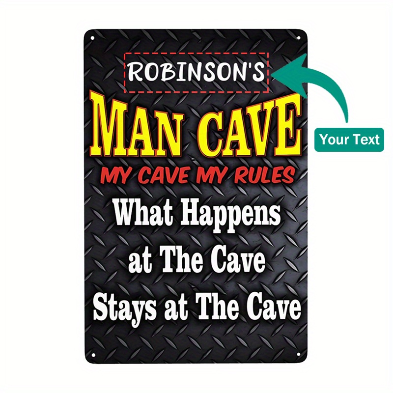 

1pc Vintage Customized Man Cave Metal Sign Personalized Mancave Aluminum Sign Wall Decor For Home Bar Pub 8x12 Inch