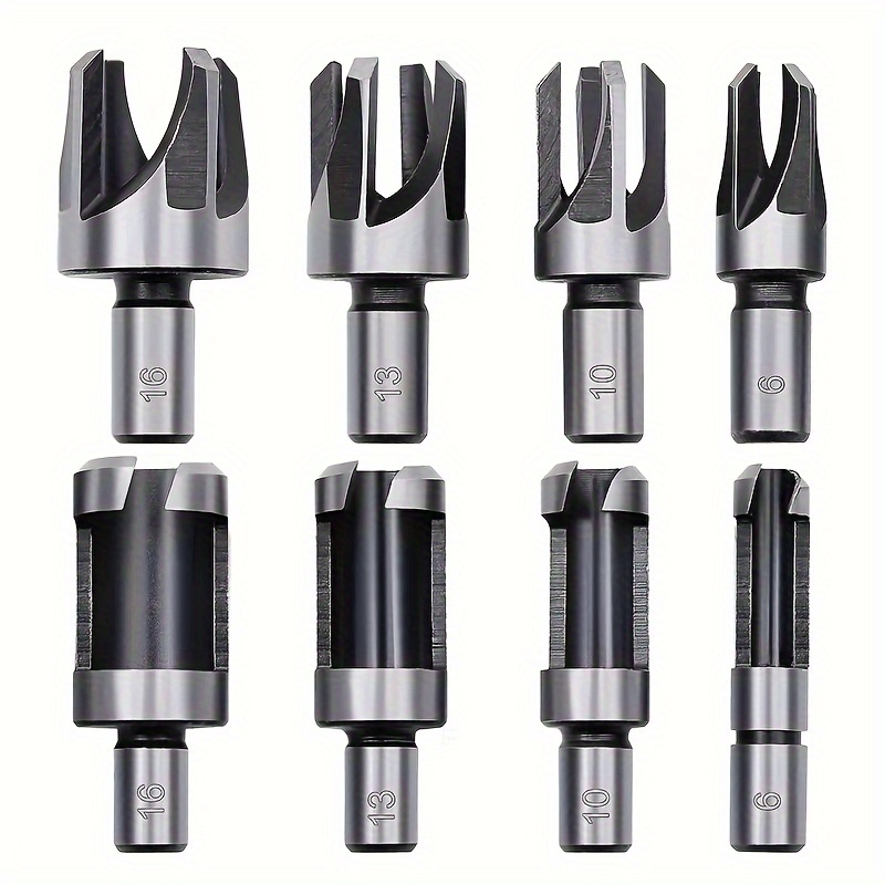 

8pcs Wood Hole Plug Cutter Set - High Carbon Steel Cutting Tools For Woodworking Cutting (1/4 3/8 1/2 5/8)