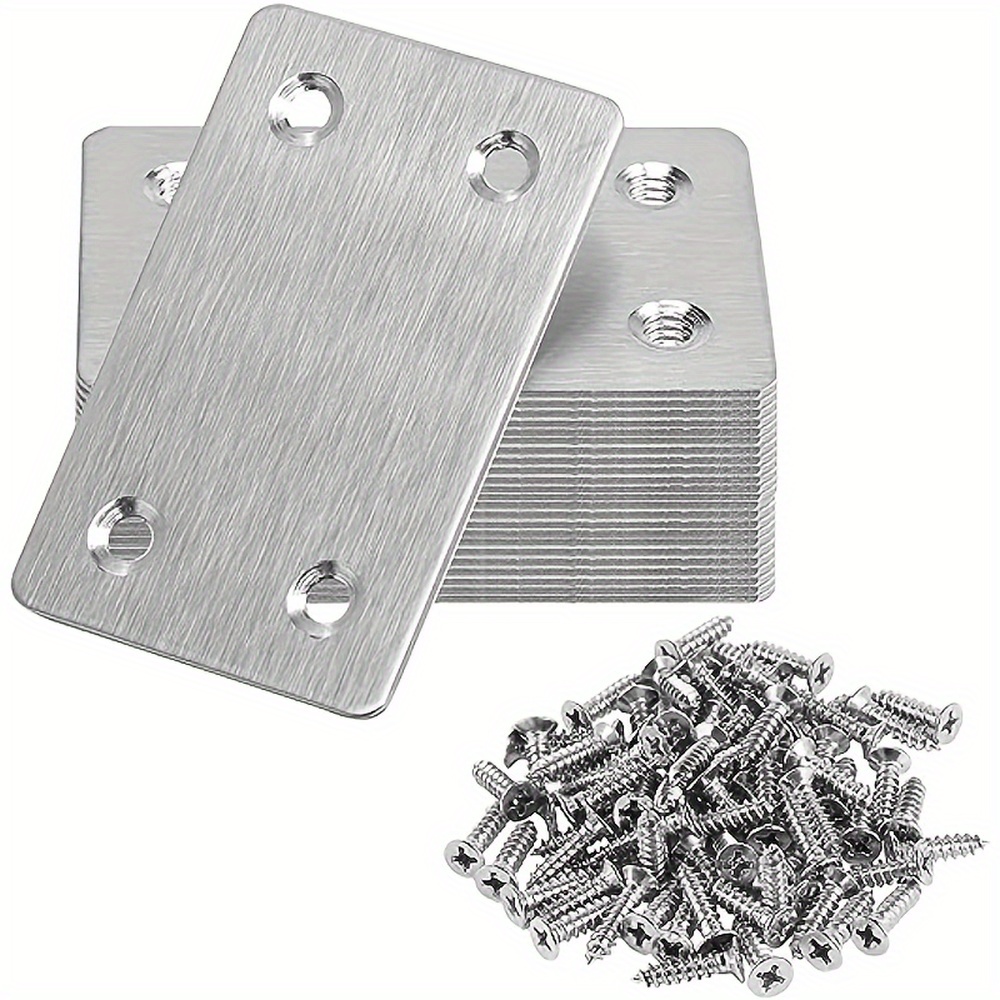 50pcs Straight Piece 4 Hole Fixed Angle Stand For Furniture, Wood, Shelves, Cabinets