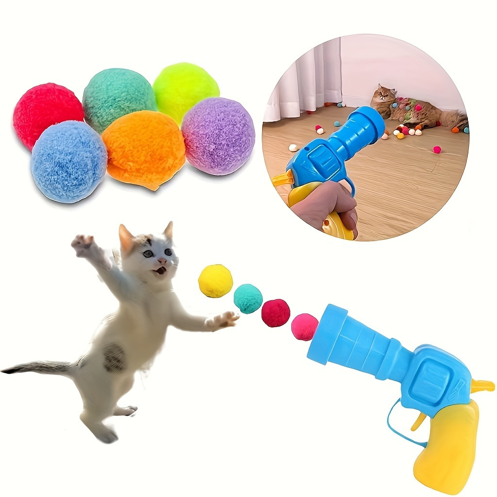 

1set Interactive Launcher Cat Toy, With Plush Balls, Fun Cat Teaser For Training And Amusement