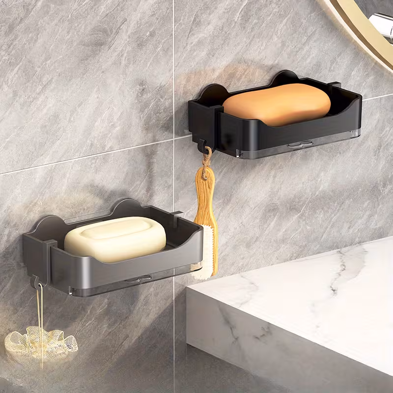 wall mounted soap dish with drain no drill bathroom holder for soap and sponges Product details 0