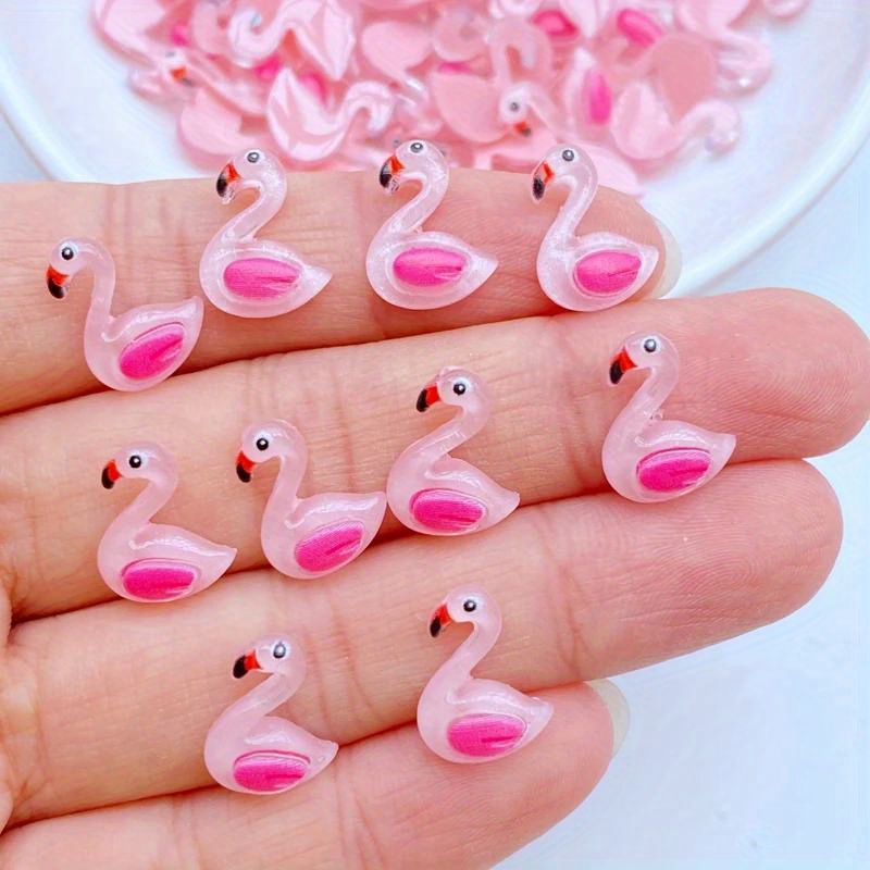 

20/50/100pcs Cute Mini Cartoon Animal Flamingo Resin Figurine Crafts Flatback Ornament Jewelry Making Accessories