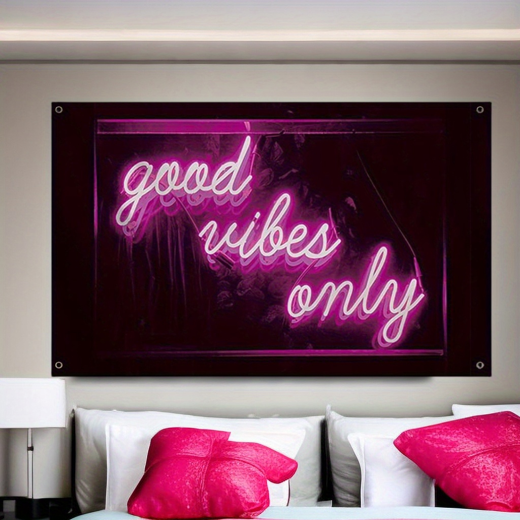 

1pc Good " Neon Light-effect Fabric Wall Tapestry, High-quality Decorative Banner For Bedroom, Living Room, And Outdoor Spaces