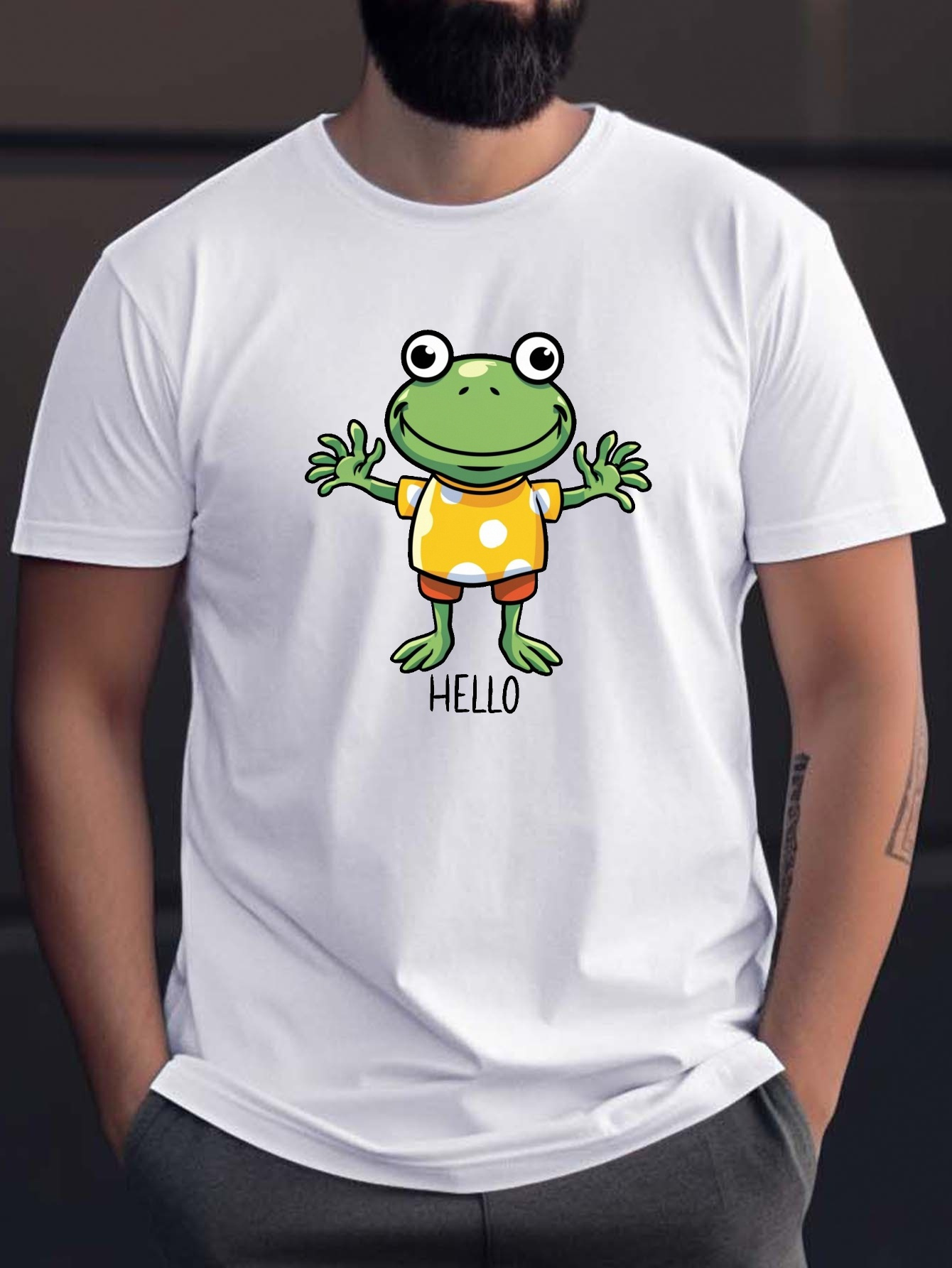 夏に着るカジュアルな半袖Tシャツ、男性用のカエル柄Tシャツ - Temu Japan