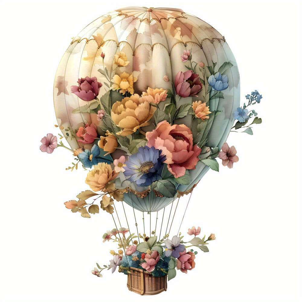 

1pc/2pcs/3pcs Hot Air Balloons With Flowers Stickers For Men, Suitable For T-shirts Backpack Hoodie