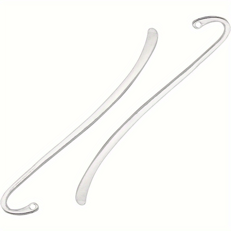 

15pcs Silvery Plated Smooth Bookmark Charms - Perfect For Jewelry Making & Hook Bookmarking!