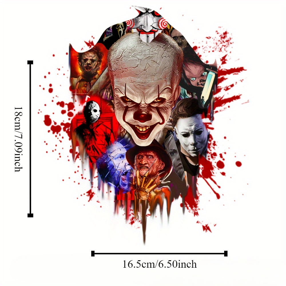 1pc Horror Movie Blood Skull Heat Transfer Sticker, Diy Iron-on Decals ...