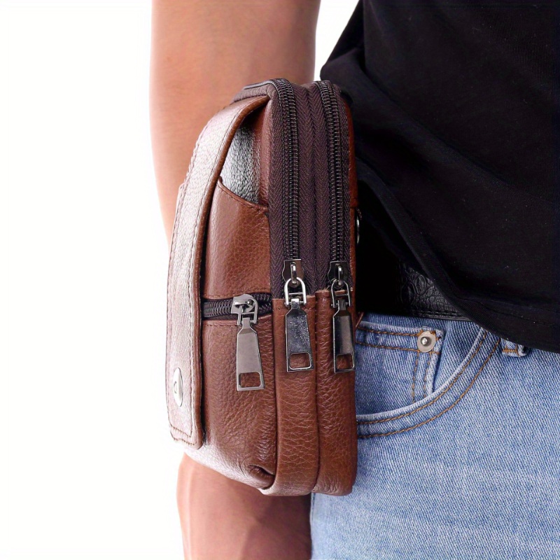 

New Genuine Cowhide Leather Phone Bag, Men's Belt Waist Bag, Multi Functional Mobile Phone Belt, Mobile Phone Waist Bag