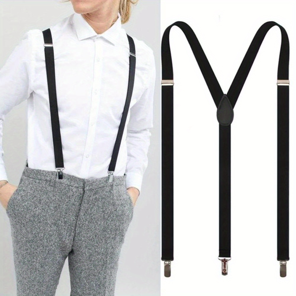 

Wide Suspender, 3 Clips Elastic Adjustable Straps Suspender, Y Back Trousers Braces, For Men Women Suit
