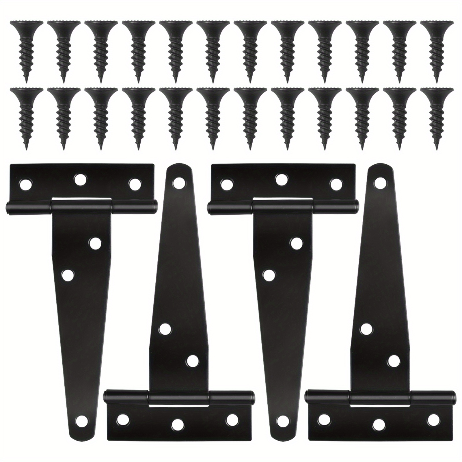 

4pcs, Heavy-duty Black T-hinge - 4in/10cm Metal T Type Hinges With Screws, For Shed Doors, Barn Gates & More - Rustproof & Durable