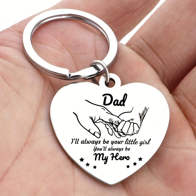 1pc Stainless Steel Keychain For Dad, Birthday Gifts, Heart Shaped Keyring  From Son Daughter *'s Day Gift
