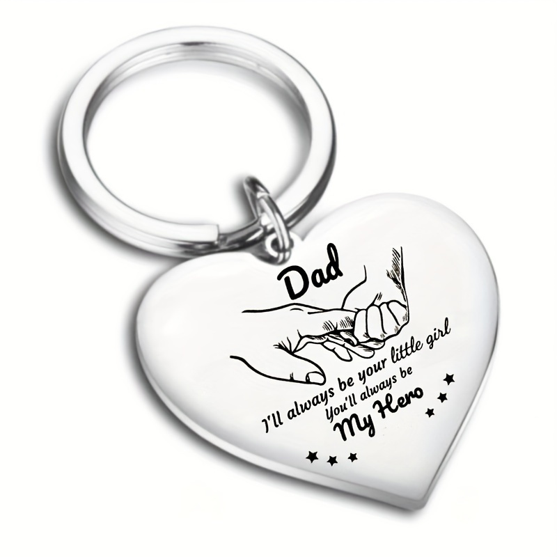 1pc Stainless Steel Keychain For Dad, Birthday Gifts, Heart Shaped Keyring  From Son Daughter *'s Day Gift