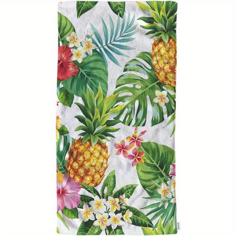 

1pc, Towel, Tropical Pineapple & Floral Hand Towel, Polyester Super-absorbent Soft Towel, Contemporary Style, For Bathroom, Kitchen, Spa