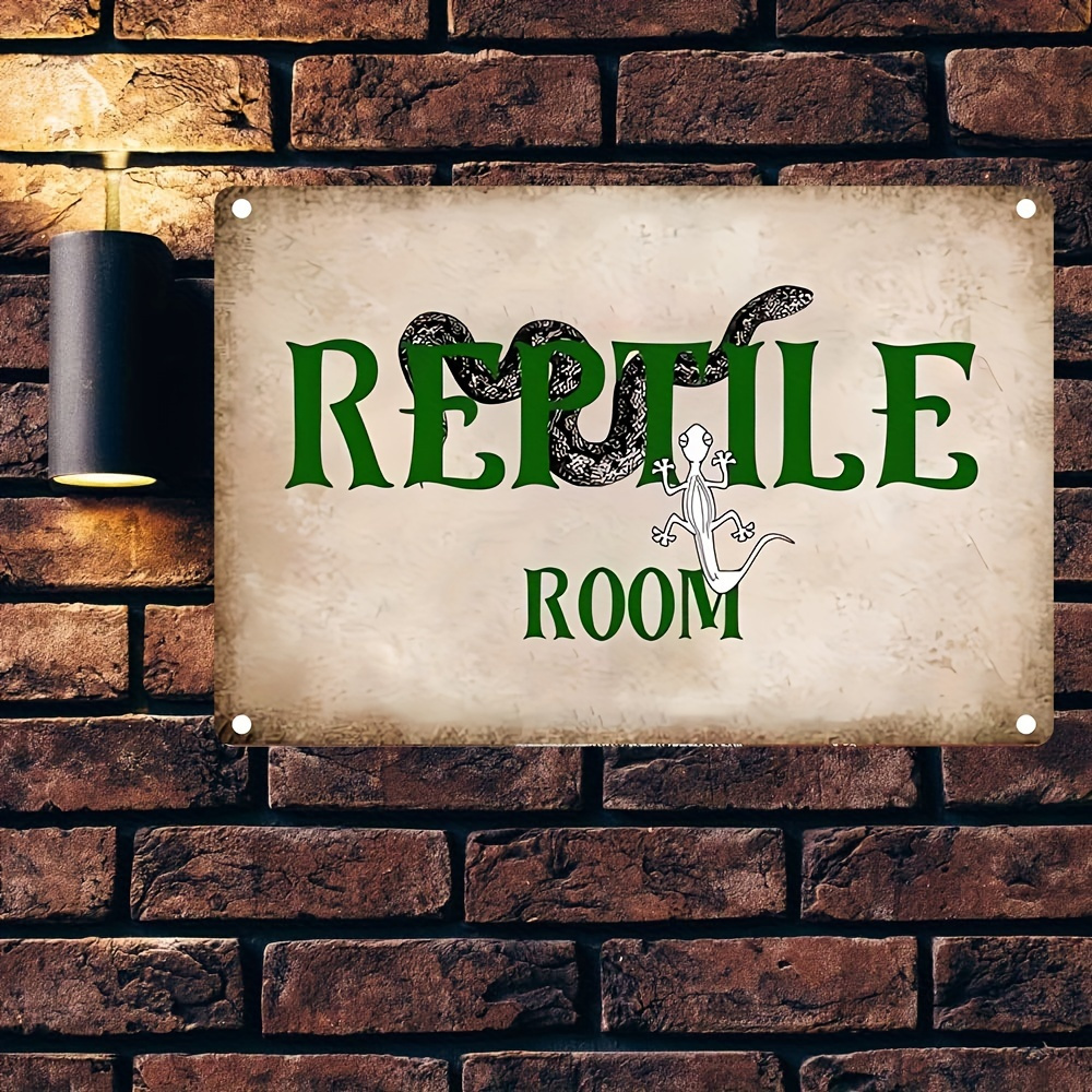 

Vintage Reptile Room Aluminum Sign - Funny Metal Wall Decor For Man Cave, Garage, Cafe, Bar, Or Patio - Easy To Mount Home Decoration