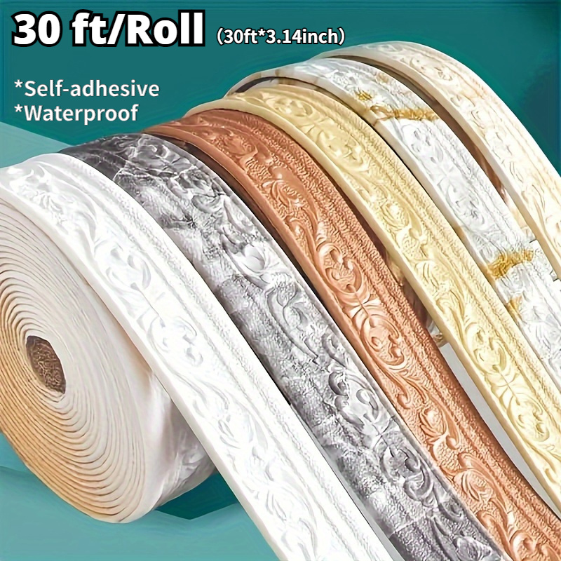 

30ft/roll (9.2m/roll) 3d Foam Self-adhesive Wall Skirting Line - Waterproof Decorative Wall Sticker For Hotel, Corner Decor, Easy , No To Walls, Diy Friendly