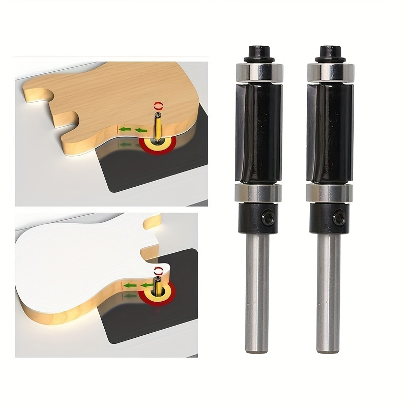 

Precision Flush Trim Router Bit With 1/4'' Shank - Stainless Steel, For Woodworking Projects