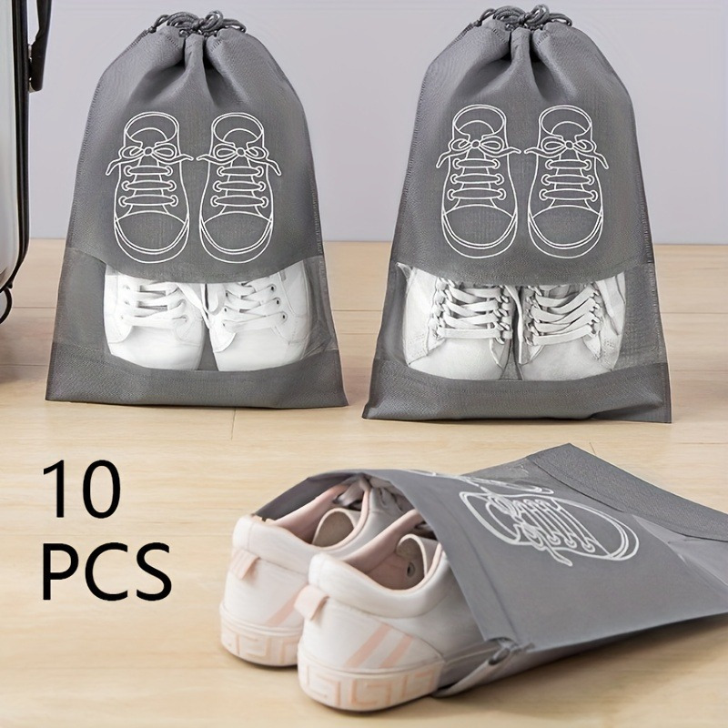 

10pcs Of Portable And Durable Pp Shoe Storage Bags – Transparent For Easy Identification, Space-saving Design Ideal For Travel