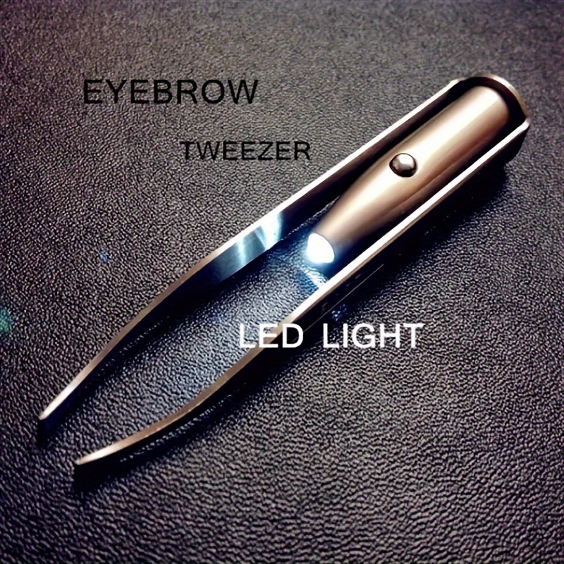 led light eyebrow tweezer unscented   stainless steel   removal tool with   1pc portable makeup tweezer without battery