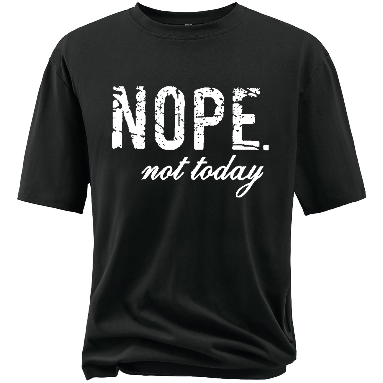 

Plus Size Men's Casual T-shirt, Nope Not Today Print Short Sleeve Sports Tee Tops, Summer Clothes