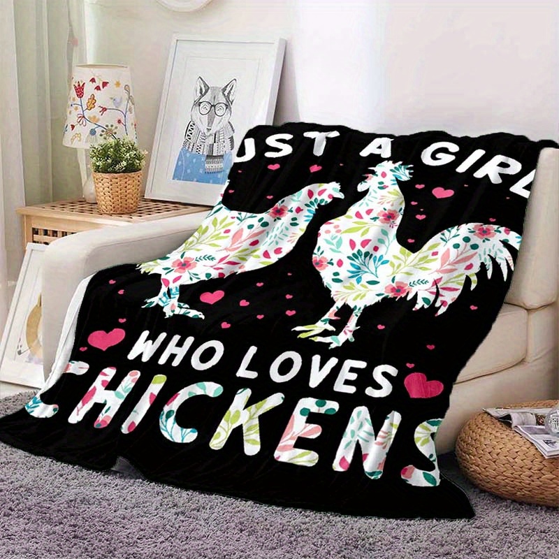 

Cute Chicken Print Blanket, Soft Blanket, Home And Office Chair Blanket