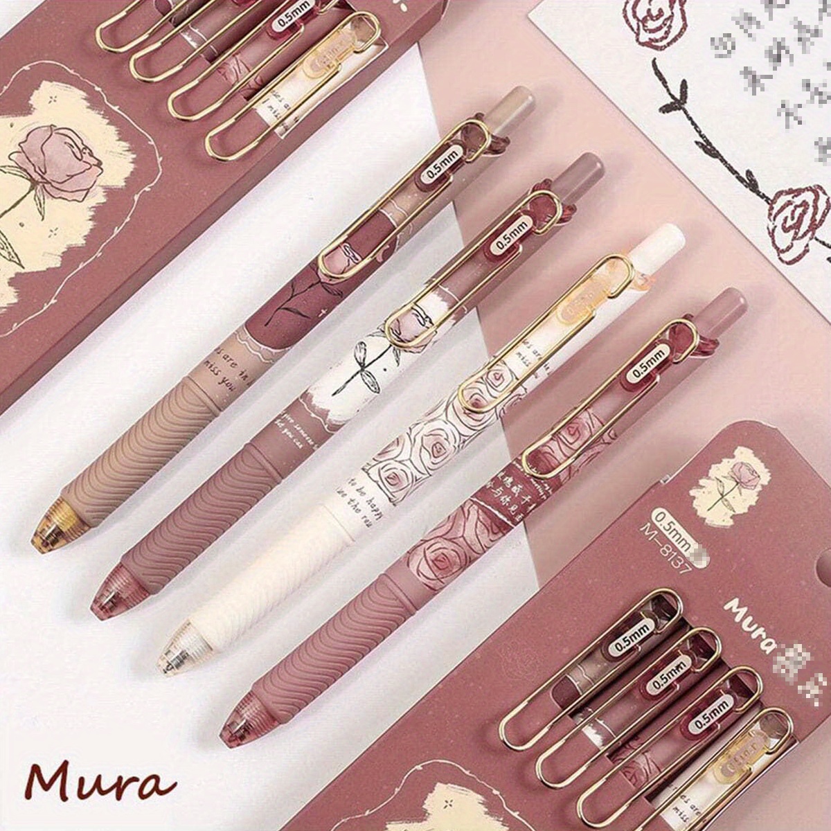 

4pcs, Cute Gel Pens, Retractable Gel Pens, 0.5mm Quick-drying Black Ink Pens With Smooth Writing And Soft Grip, Suitable For Note-taking, Writing, Office, School And Learning Supplies