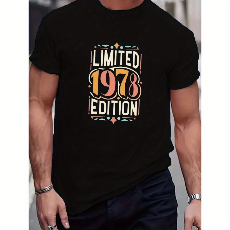 

Men's Limited 1978 Edition Print T-shirt, Casual Short Sleeve Crew Neck Tee, Men's Clothing For Outdoor