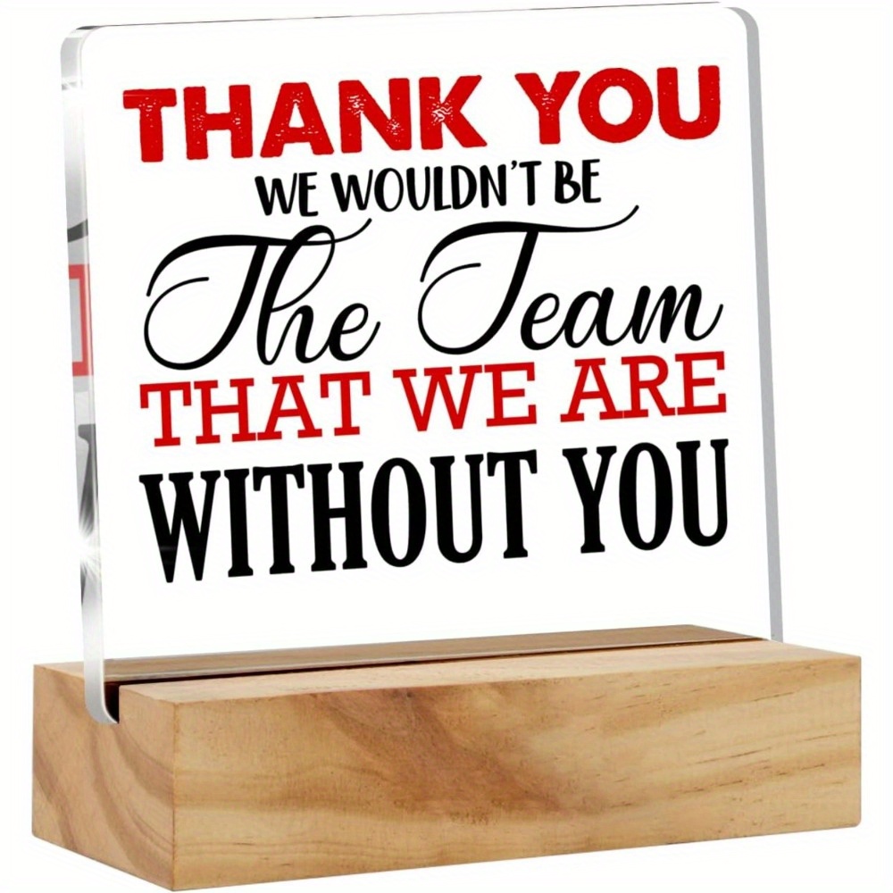 

1pc Appreciation Gifts Thank You Gifts For Boss And Colleague Co-worker, Boss Desk Decor Acrylic Desk Plaque Sign With Wood Stand Home Office Desk Sign Keepsake Boss Colleague Present