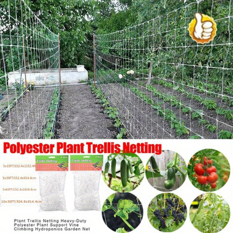 

1pc Heavy-duty Polyester Plant Trellis Netting, 5x15ft Garden Support For Climbing Plants, Durable Garden Netting With 6in/15.24cm Mesh, Ideal For Vegetables, Fruits & Flowers Outdoor Use