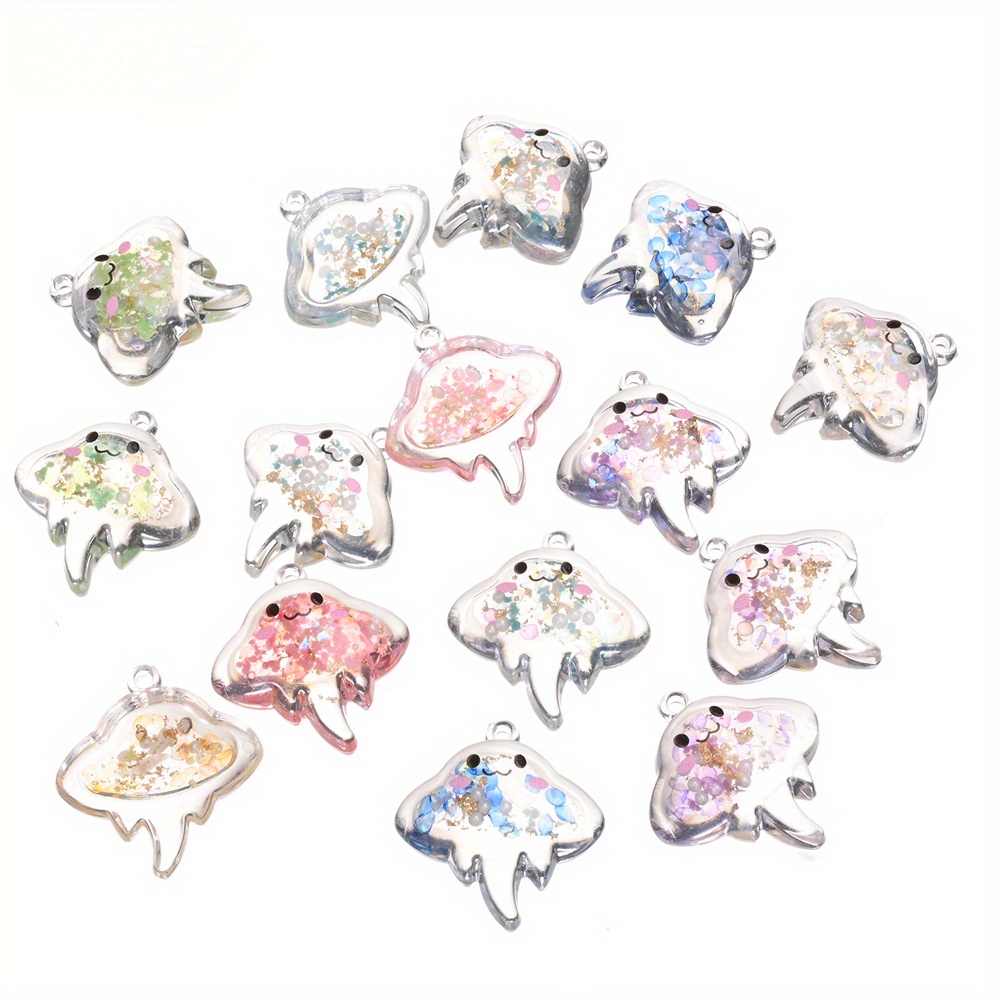 

5pcs Luminous Jellyfish Resin Charms, 29x30mm, Luminous Resin Fish Pendants For Diy Jewelry Making, Bracelet, Necklace, Earring Accessories