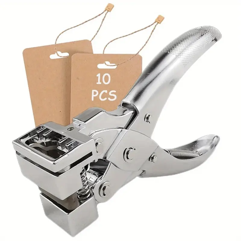heavy duty t slot hole punch set with 10 tags durable handheld paper punch for crafts id badges earrings fast punching tool with for hard plastic card stock details 0