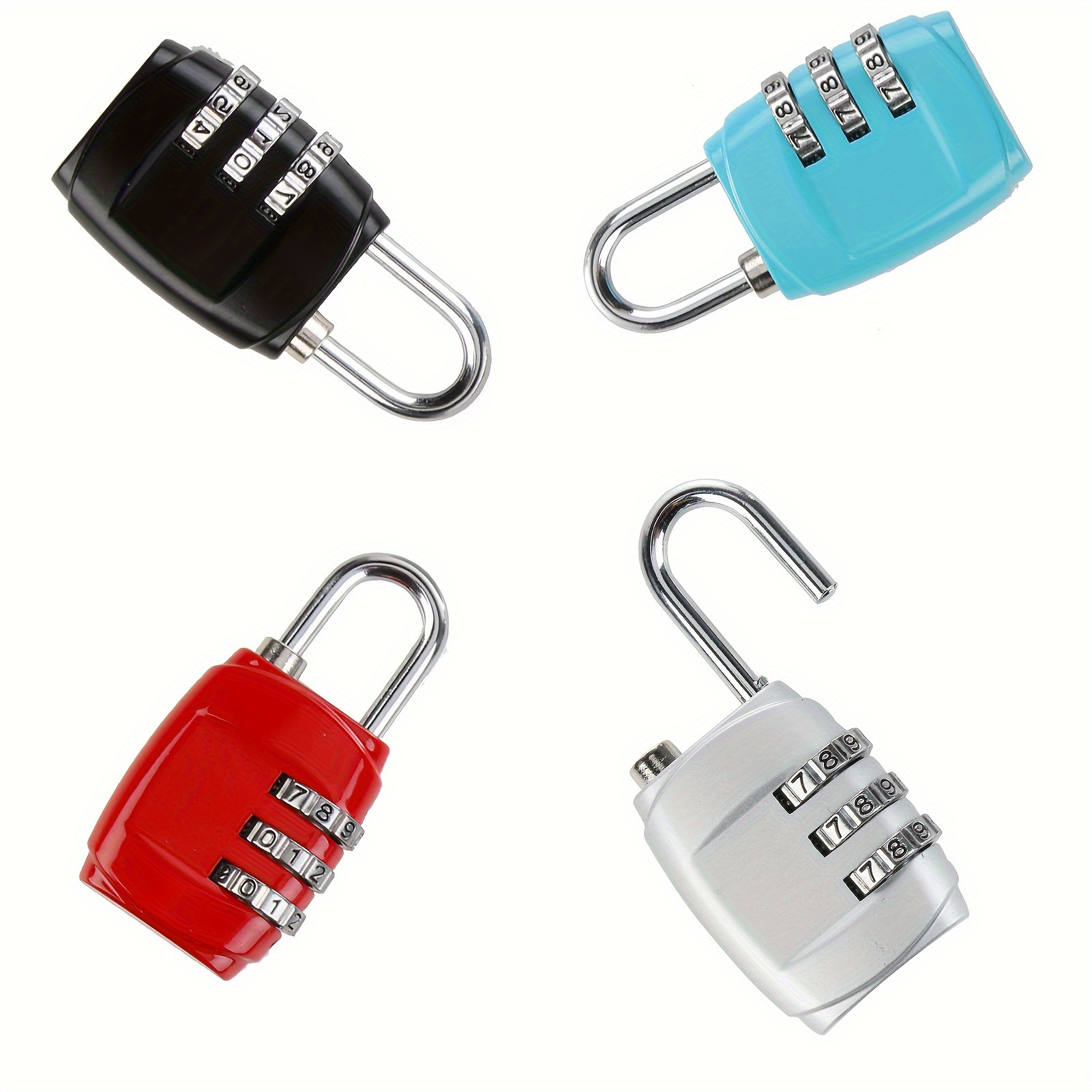 

4pcs Combination Padlocks, 3-digit Security Locks, Cabinet Locks For School Gym, Suitcase, Luggage, Outdoor Gate, Toolbox, Drawer