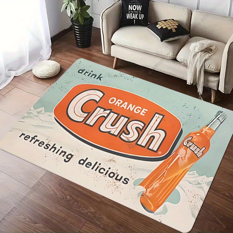 

1pc 1953 Drink Orange Crush Art Floor Mat, Retro Printing Suitable For Kitchen Beverage Bar Decoration Floor Mat