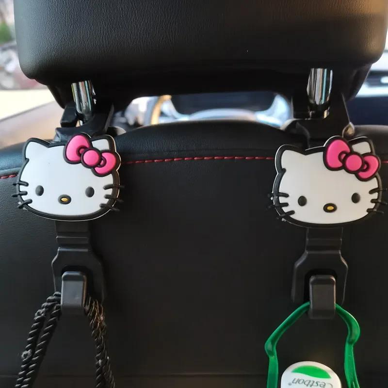 

2pcs Anime Hello Kitty Auto Headrest Hook Kawaii Car Back Seat Organizer Universal Hanger Bag Holder Cute Vehicle Accessories