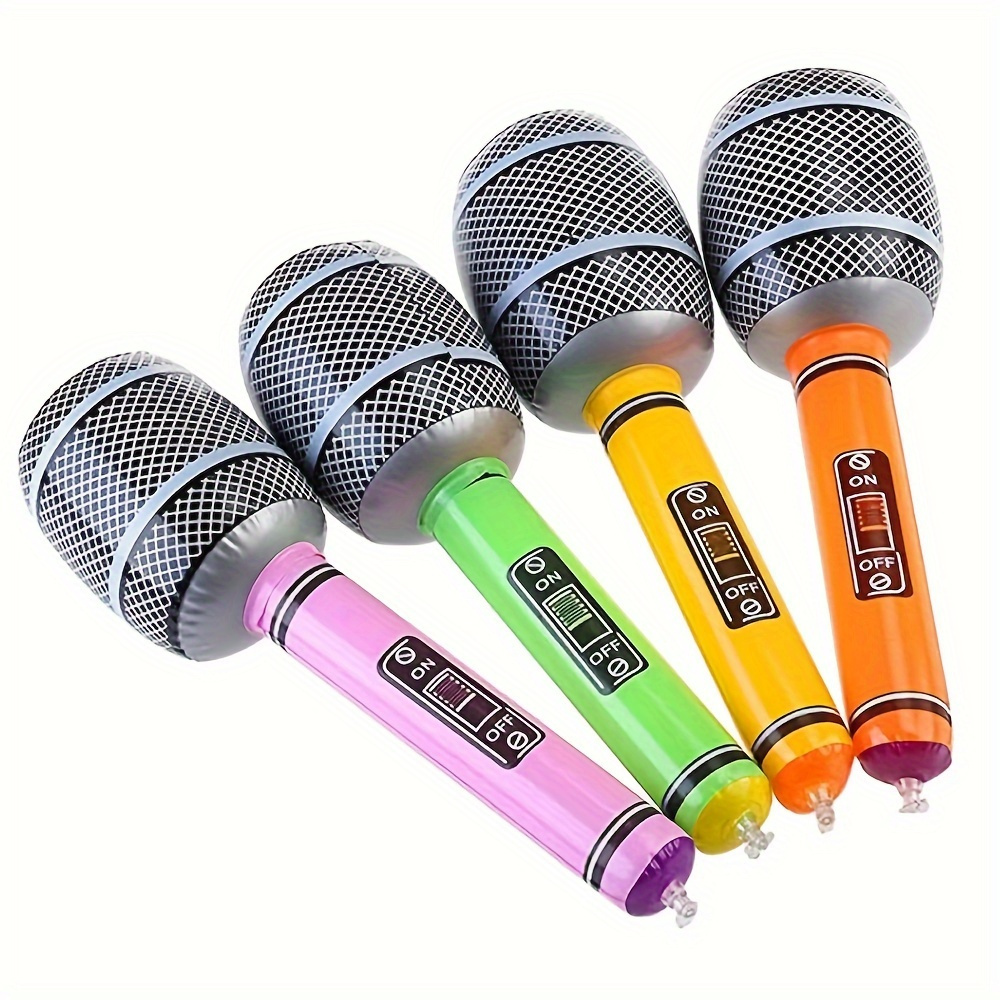 

4pcs, Inflatable Microphone, Music Party Decoration Props, Inflatable Musical Instruments, Home Party Supplies