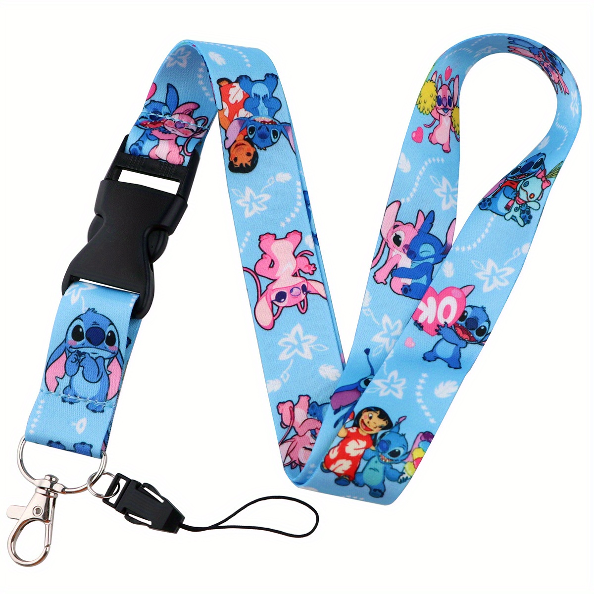 Stitch Series Lanyard Keychain Id Credit Card Cover - Temu