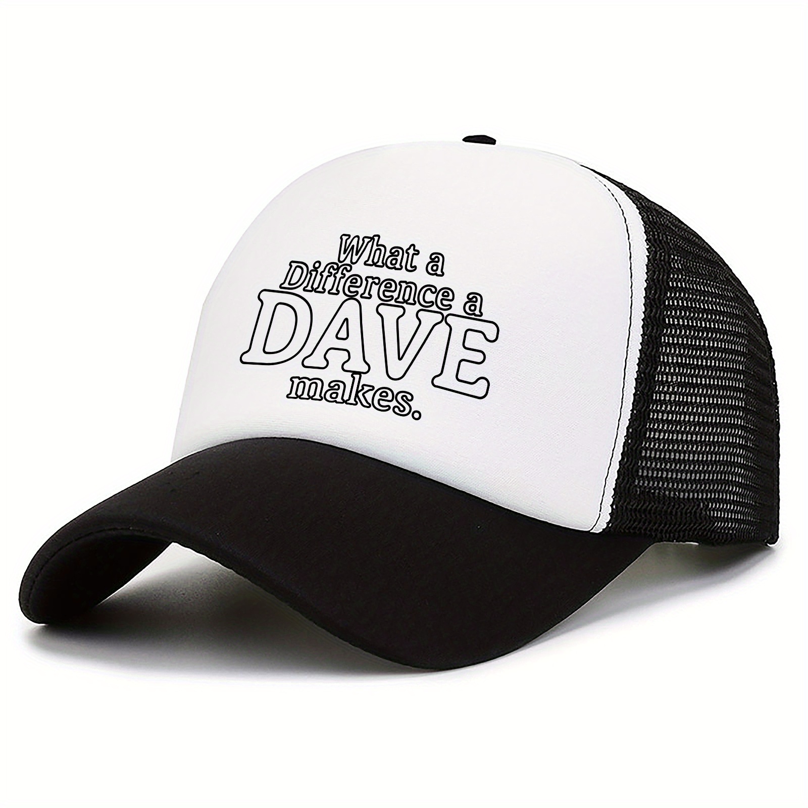 "What A Difference A Dave Makes" Adjustable Trucker Hat - Black Baseball Cap For Men & Women