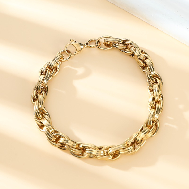 

1pc Classic Golden Plated Stainless Steel Men's Bracelet For Fashionable Gentlemen