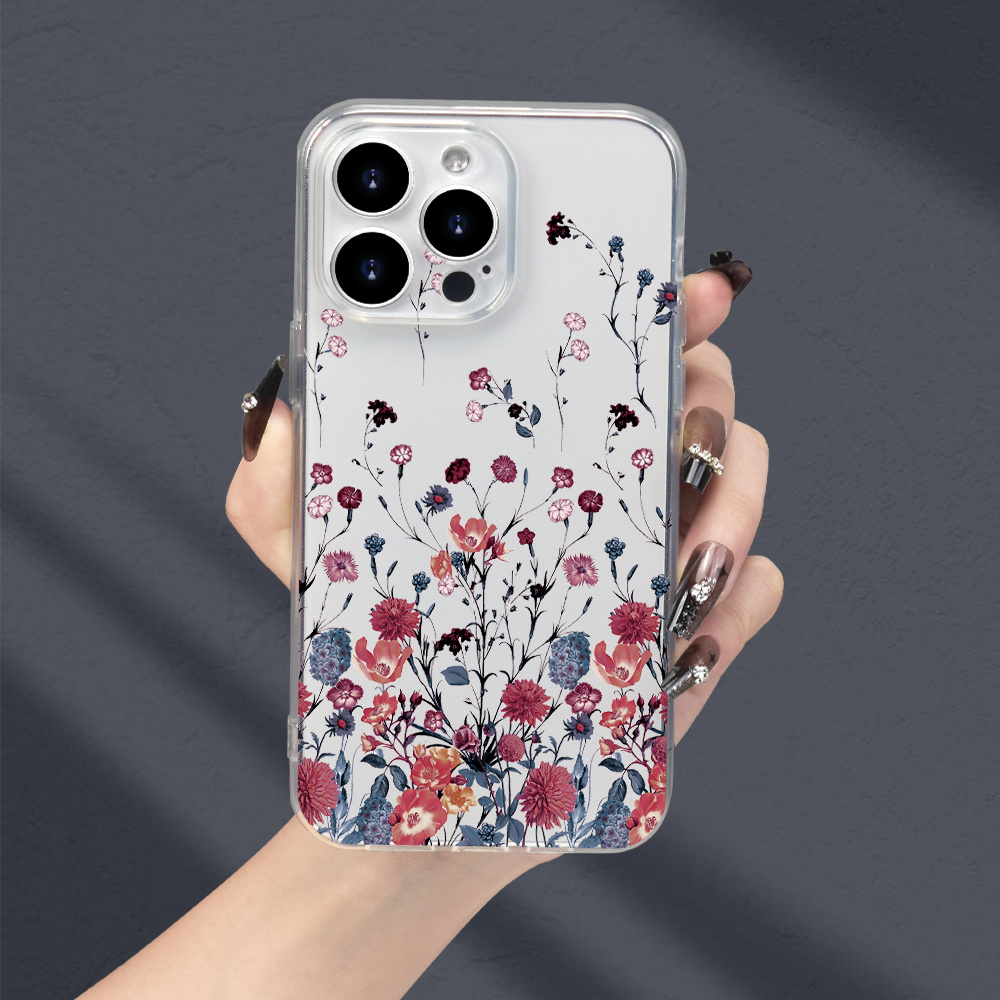 

Tpu Phone Case With A Fresh Flower Pattern, Suitable For 11 12 13 14 15 Pro Max Xs Xr X 7 8 Plus Se, Featuring A Classic And Creative Label Design.