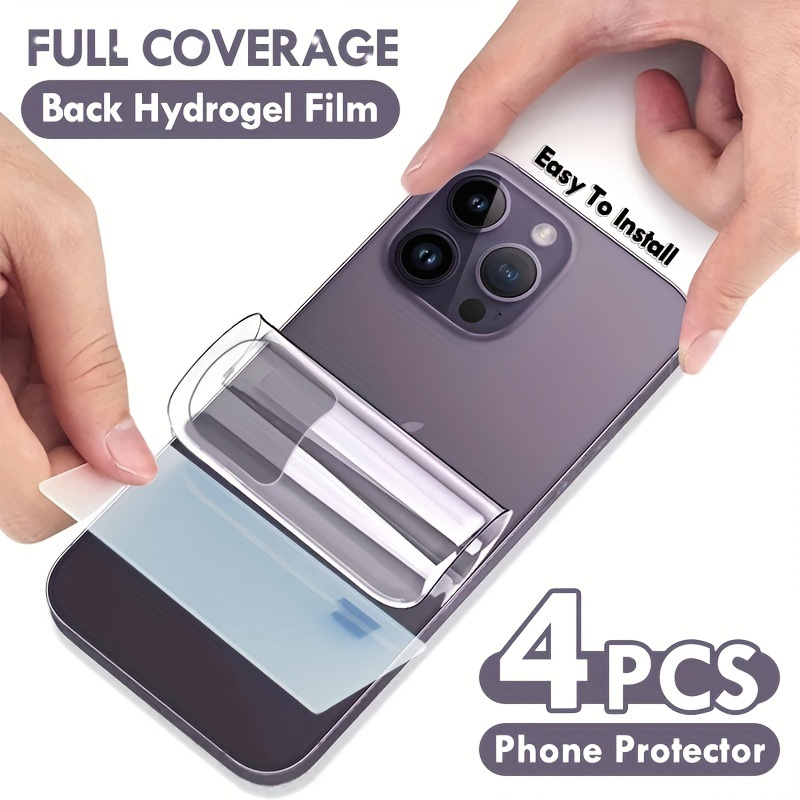 

4pcs Back Soft Film Compatible With 11/12/13/14/15 Pro Max Hydrogel Back Protector, Full Coverage, Scratch-resistant