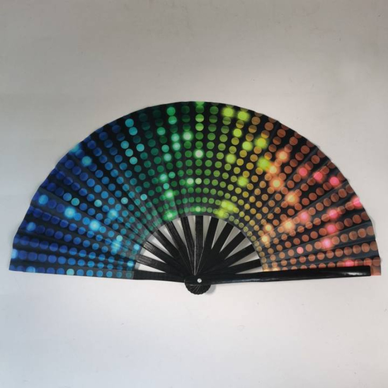 TEMU 1pc Large Fluorescent Folding Fan Made Of Bamboo, A Festive Atmosphere At Events.