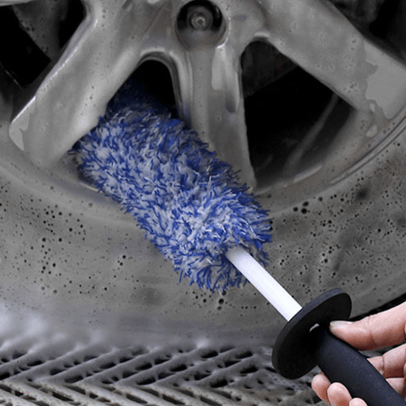 

Premium Microfiber Car Wheel Brush With Non-slip Handle - Easy Clean Rim & Spoke Detailing Tool, Versatile For All Vehicles