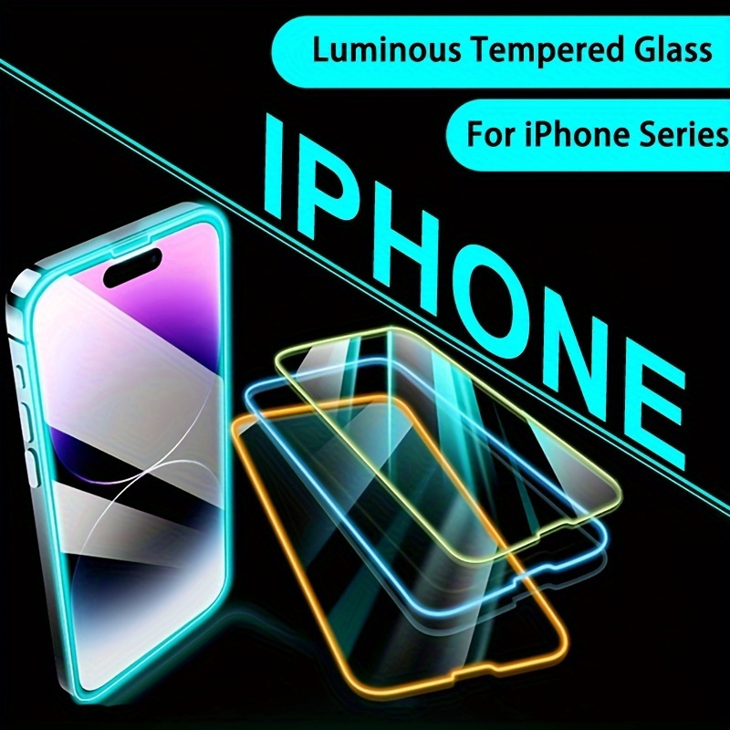 3pcs Glow In The Dark Tempered Glass For IPhone 15 14 13 12 11 X XR XS 7 8 PLUS SE 2020 Pro Max Luminous Screen Protector