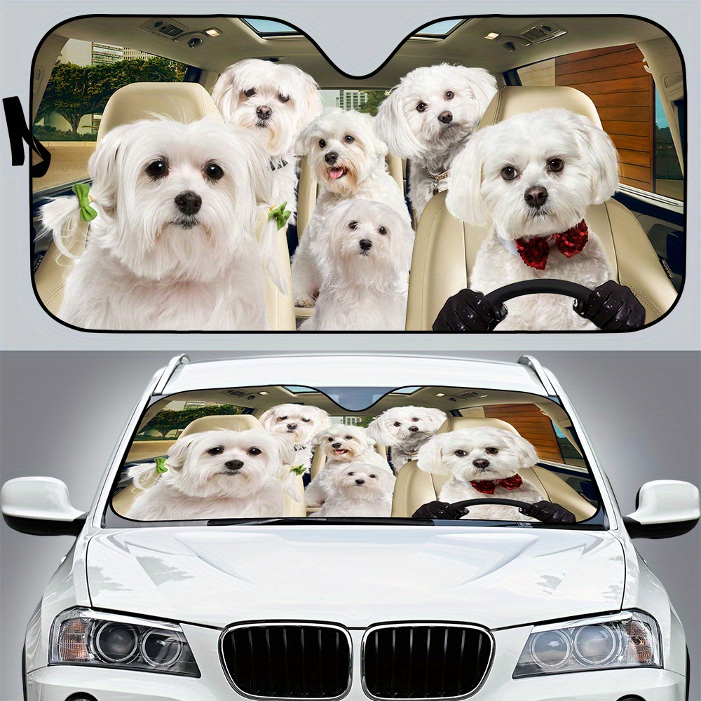 

Windshield Sunshade - Polyester Fiber Auto Front Window Sun Protector With Buckle Closure - Uv Protection & Insulation Car Sunshade For Pet Lovers, Gift For Dog Owners