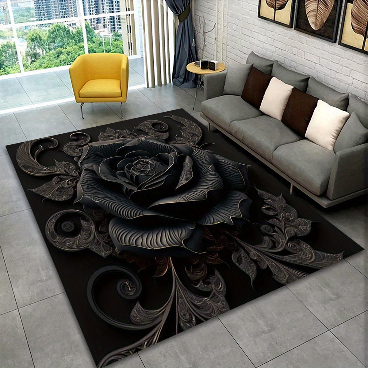 

1pc Flower Pattern Rug Anti-wrinkle, Non-slip Decorative Soft Rug To Decorate Your Living Room Bedroom Kitchen Bathroom Hiking Floor Mat