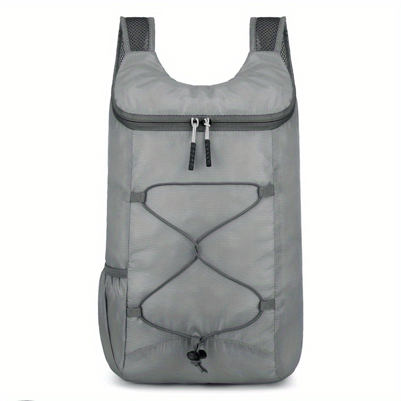 TEMU Hiking Bag Travel Outdoor Sports Solid Color Large Capacity Zipper Backpack Lightweight Foldable Storage Double Shoulder Bag, Birthday Gift,