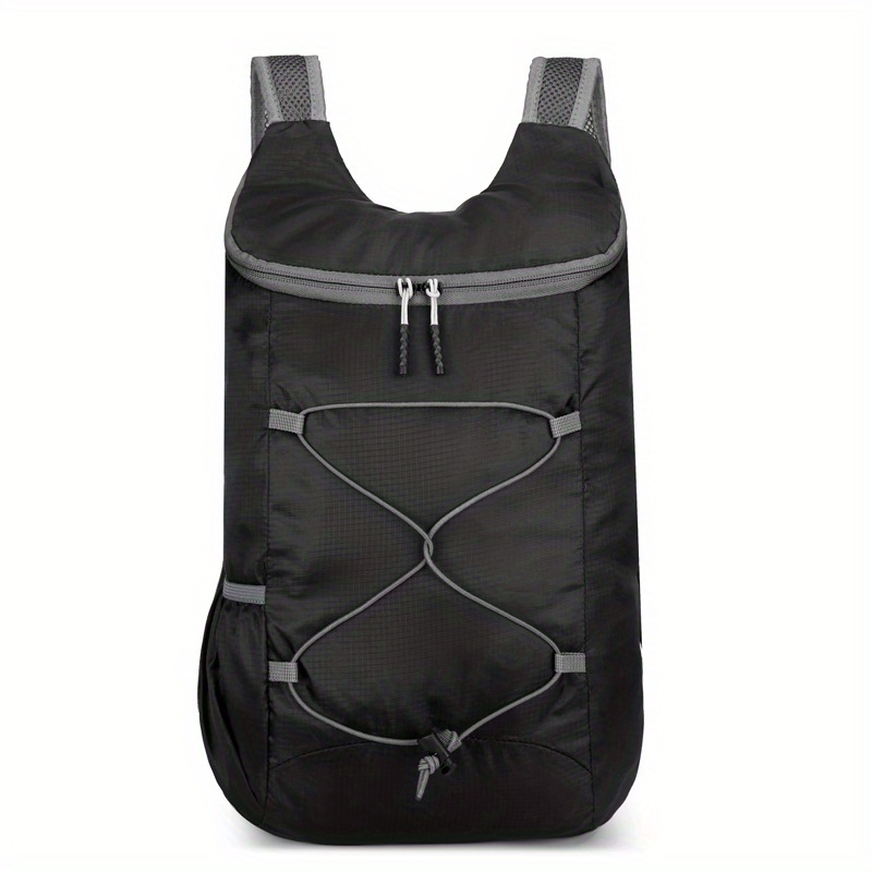 TEMU Hiking Bag Travel Outdoor Sports Solid Color Large Capacity Zipper Backpack Lightweight Foldable Storage Double Shoulder Bag, Birthday Gift,